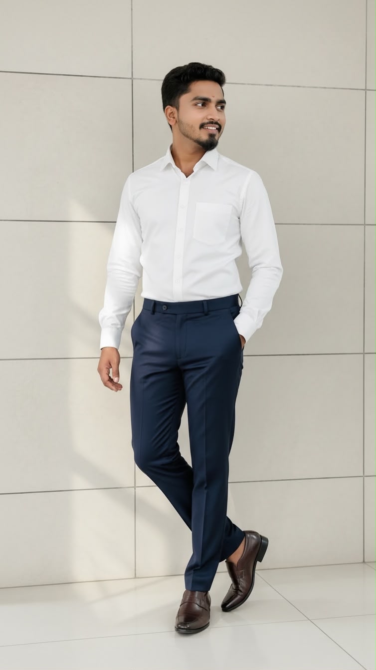 ROFIT MENS NAVY BLUE formal trouser